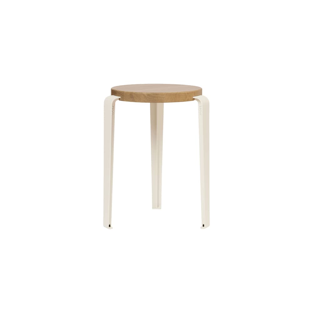 Tabouret empilable Lou / H 45 cm - Chêne éco-certifié - TIPTOE - Blanc crème - Acier thermolaqué, Chêne massif éco-certifié