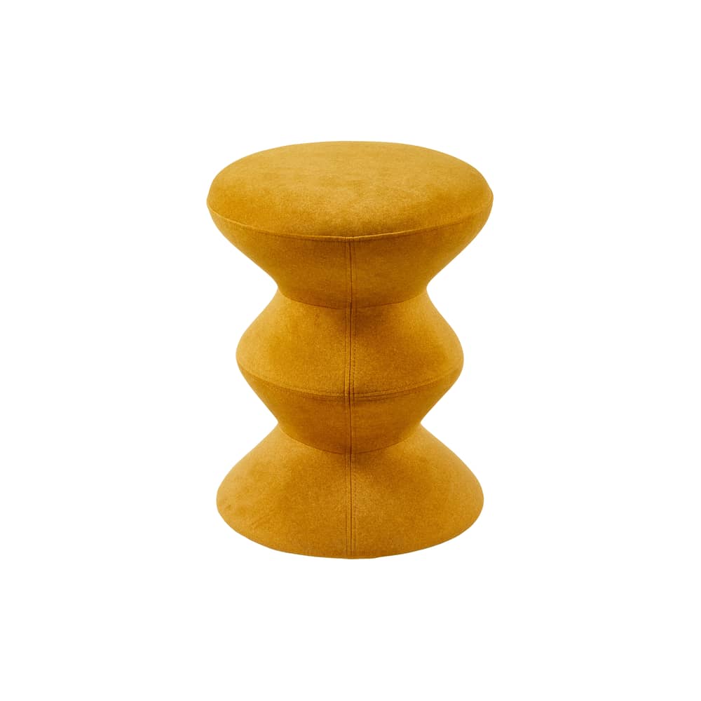 Tabouret rembourré Zig Zag Soft tissu jaune - POLSPOTTEN - Jaune - Bois, Mousse, Tissu