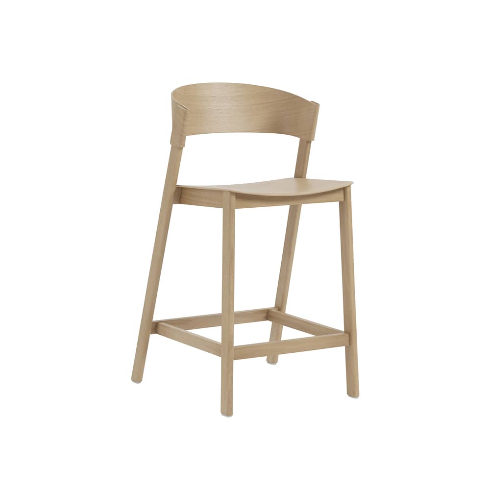 Tabouret de bar Cover bois multicolore H 65 cm - Bois/ Modèle d\'expo - Muuto - Chêne - Chêne massif, Contreplaqué