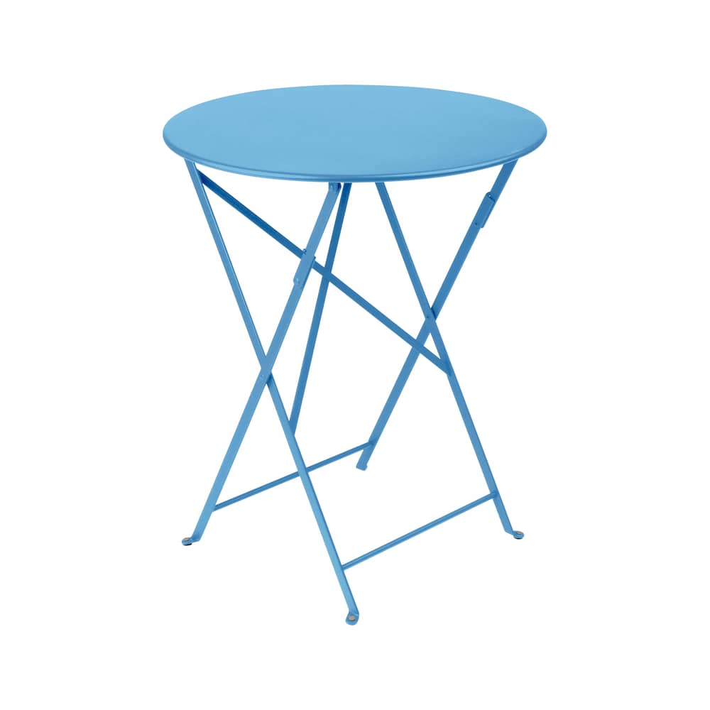 Tavolo pieghevole Bistro metallo blu / Ø 60 cm - Acciaio / 2 persone - Fermob - Blu Maya - Acciaio laccato