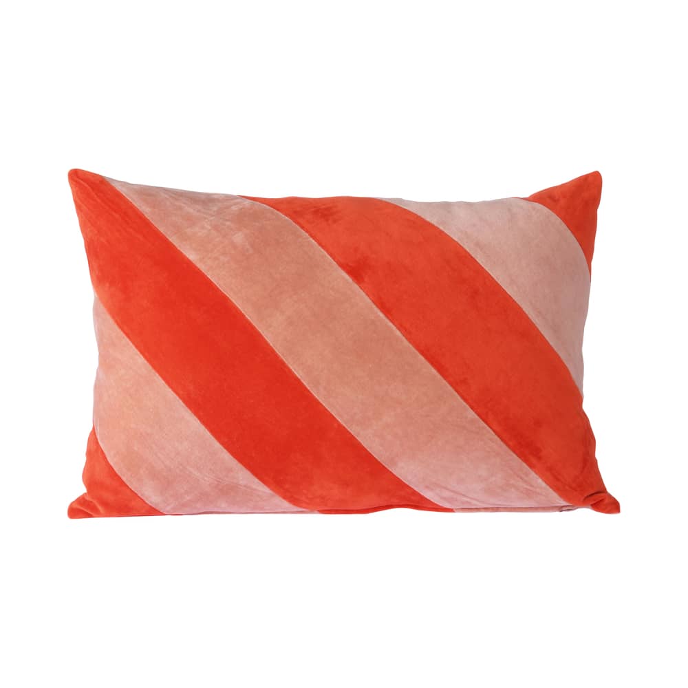 Cuscino Striped velvet tessuto rosso / 40 x 60 cm - HK LIVING - Rosso, Rosa - Cotone, Poliestere, Velluto