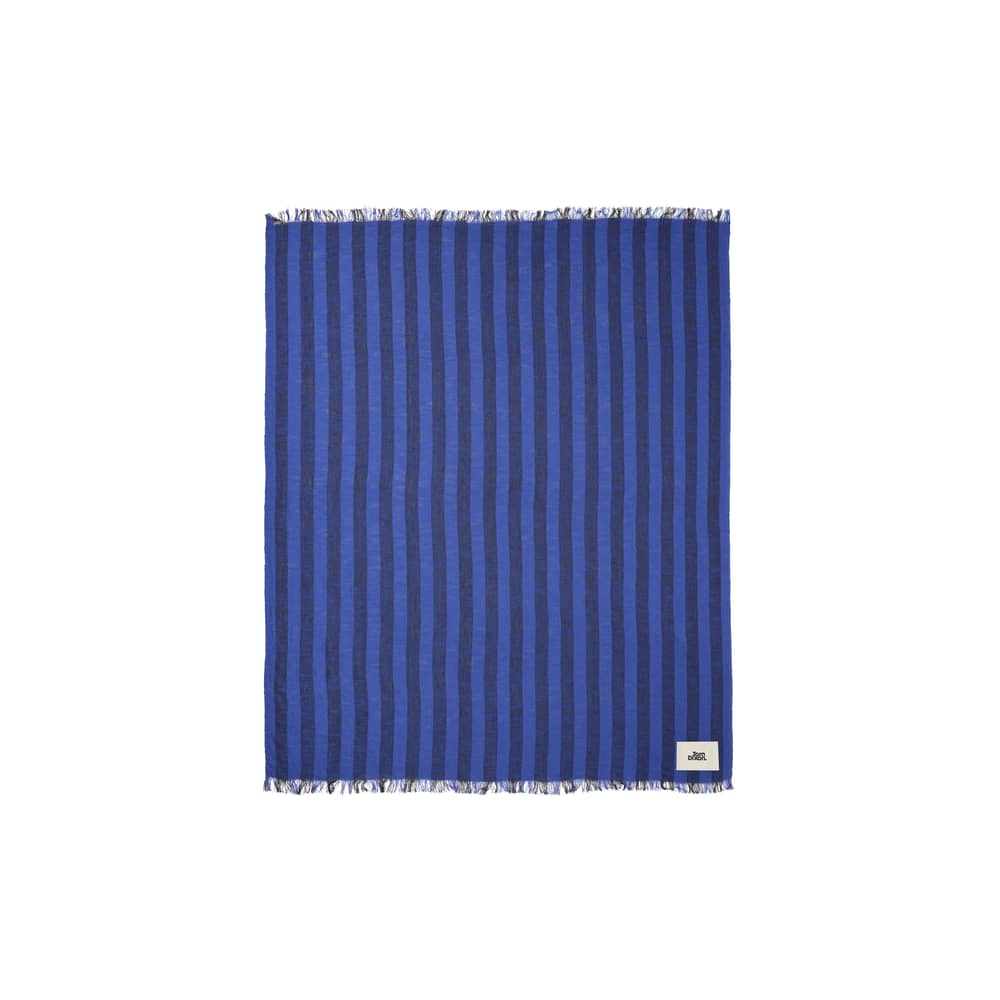 Decke Band textil blau / 160 x 200 cm - Leinen & Baumwolle - Tom Dixon - Blau & Schwarzblau - Baumwolle, Leinen