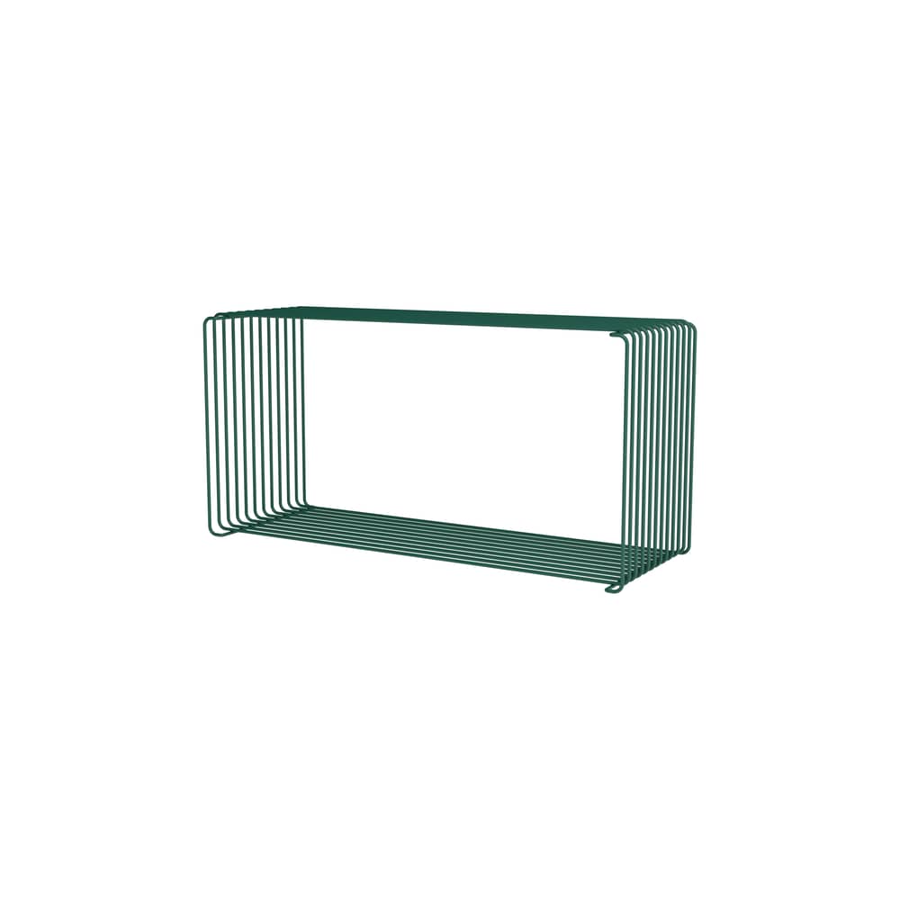 Panton Wire Extended Rectangle Shelf metal green / 70 x H 34.8 x D 25.7 cm - Verner Panton, 1971 - MONTANA - Pine 136 - Lacquered stainless steel wire