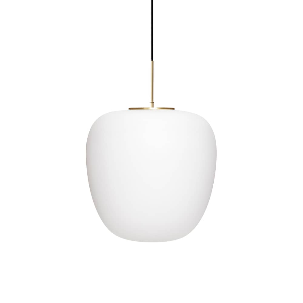 Sospensione Muse vetro bianco / Ø 40 cm - HÜBSCH - Bianco e Ottone - Ferro, Vetro soffiato a bocca
