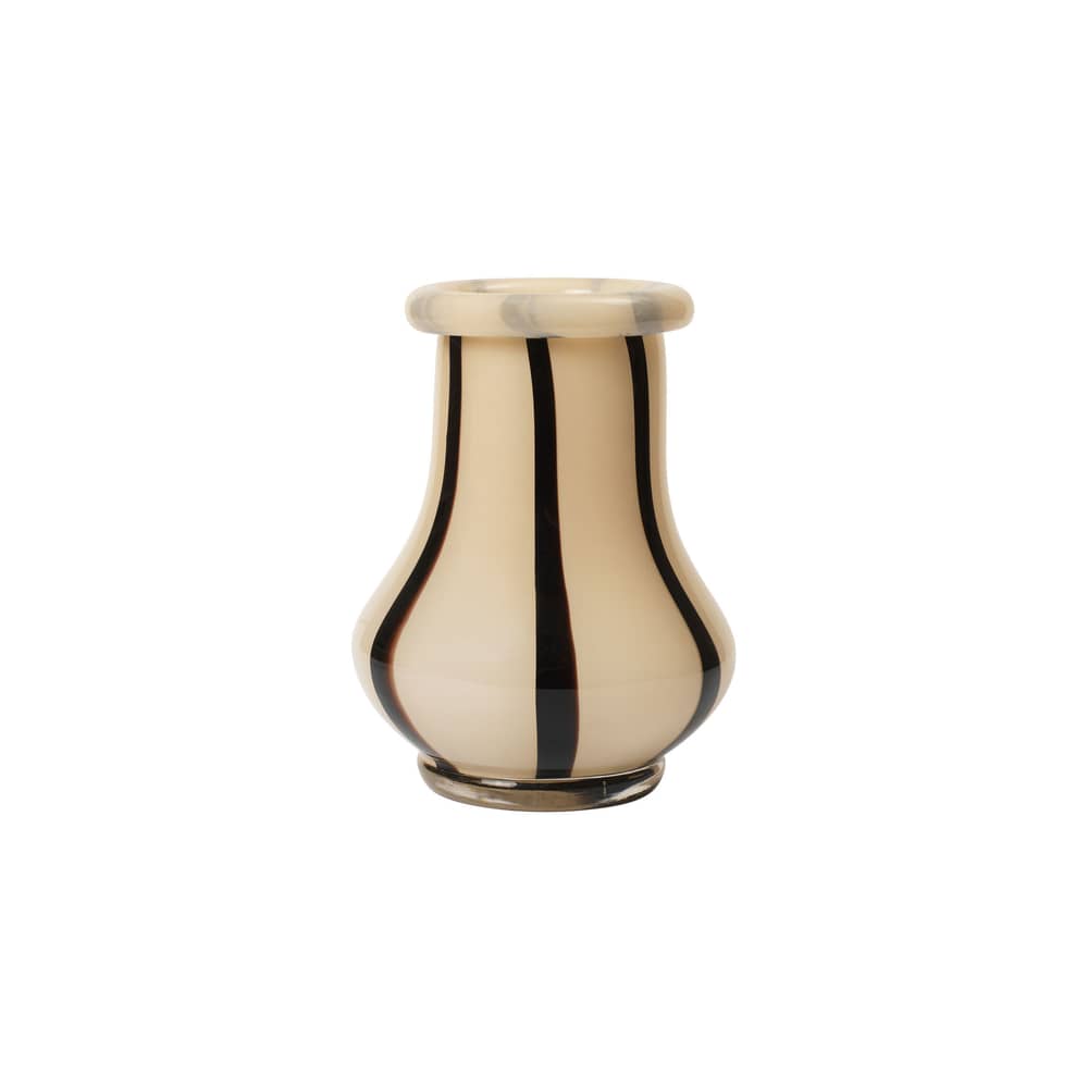 Riban Medium Vase glass beige / Ø 14 x H 19 cm - Handmade - Ferm Living - H 19 cm / Beige & Chocolate - Mouth blown glass