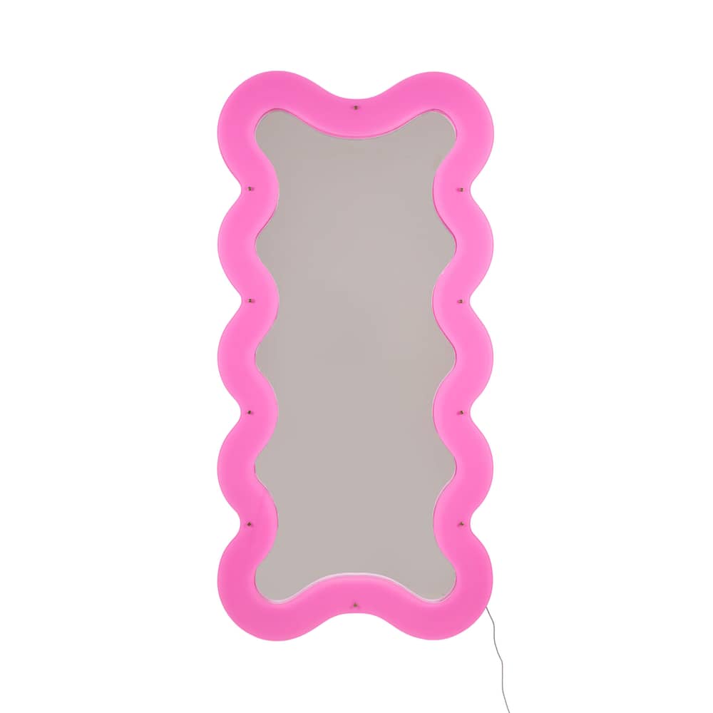 Leuchtspiegel mit Stecker Supercurve - Tall plastikmaterial rosa / LED - L 90 x H 185 cm - Seletti - Tall / H 185 cm - Glas, Polyacryl