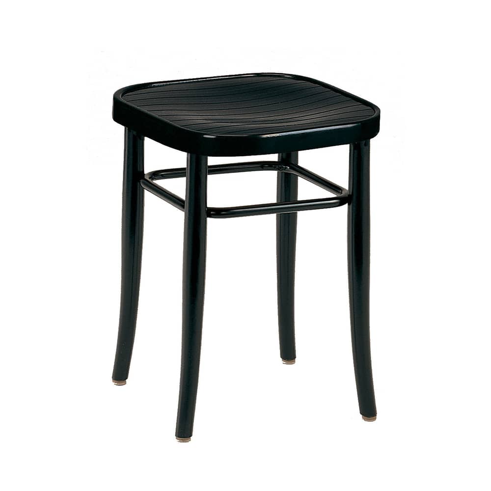 Vienna 144 Stool wood black / H 45 cm - 1908 reissue - Wiener GTV Design - Black seat / Black structure - Beechwood plywood, Curved solid beechwood