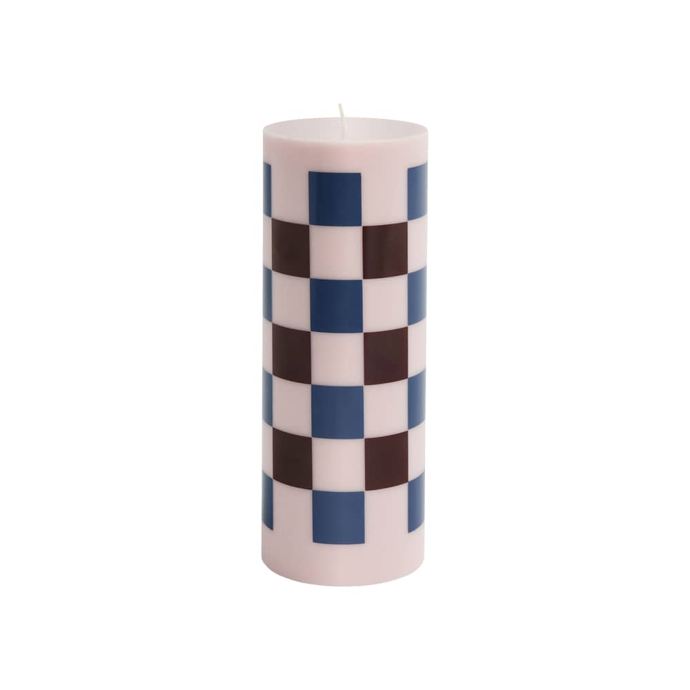 Bougie bloc Column cire multicolore / Ø 9 x H 25 cm / Seconde vie - Hay - Rose clair / Bordeaux / Bleu foncé - Huile, Stéarine