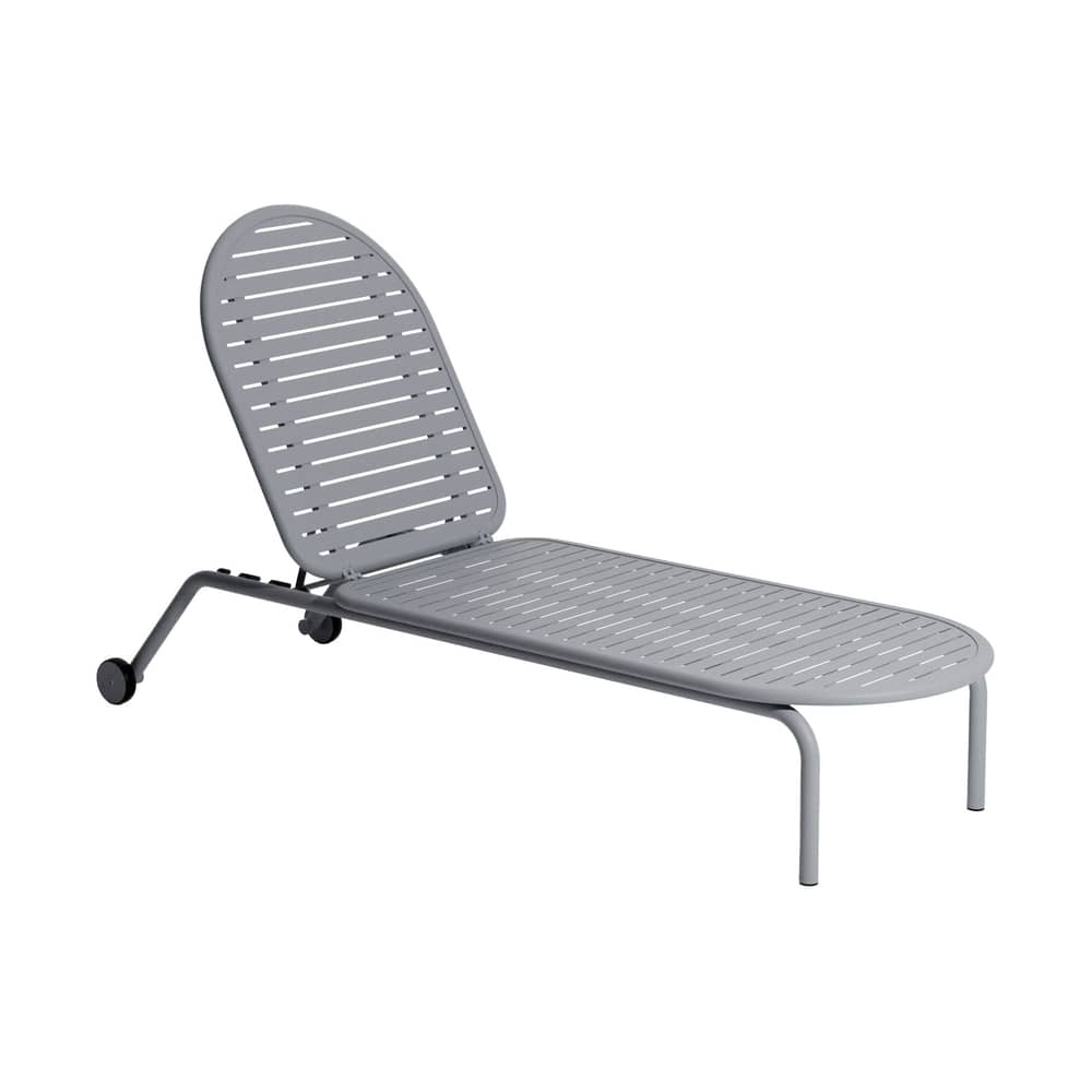 Week-end Reclining deckchair on wheels metal grey / Aluminium - Petite Friture - Stone grey - Aluminium