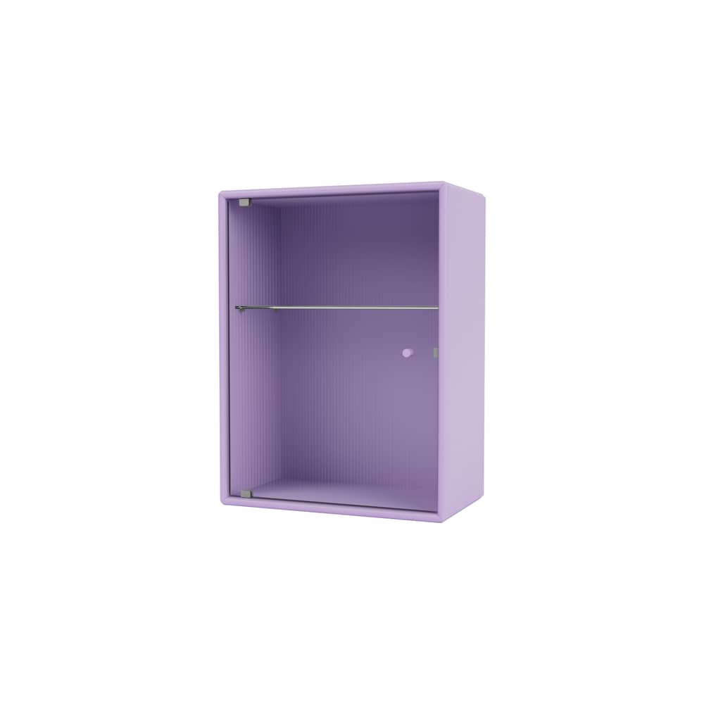 Badezimmer-Hängeschrank Ripple holz violett / B 35,4 x T 20 x H 46,8 cm - Gewelltes Glas - MONTANA - Iris 164 - Geriffeltes Glas, lackierte Holzfaserplatte