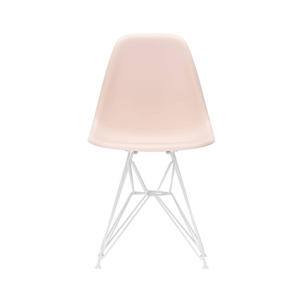 Sedia RE DSR - Eames Plastic Side Chair materiale plastico rosa / (1950) - Gambe bianche / Riciclata - Vitra - Rosa tenue/Gambe bianche - Acciaio laccato epossidico, Plastica riciclata post-consumo