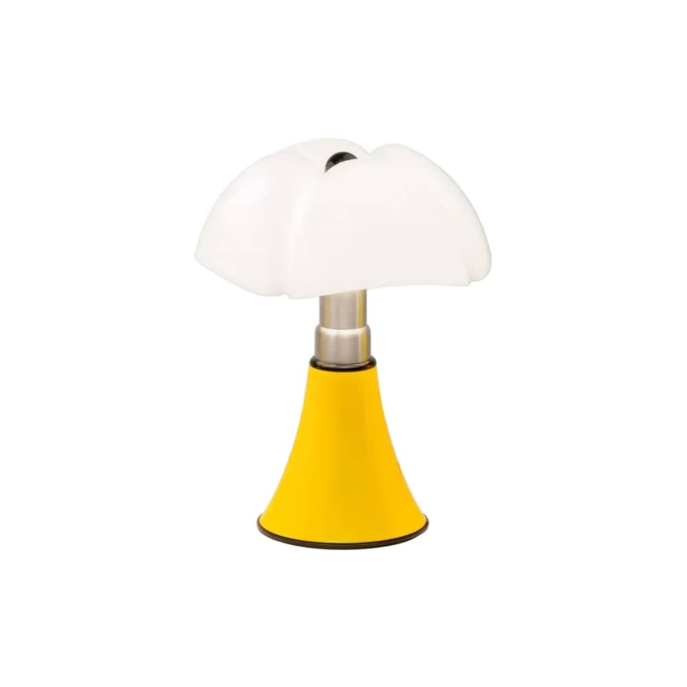 Minipipistrello Pop LED Table lamp plastic material yellow / H 35 cm - Gae Aulenti, 1965 - Martinelli Luce - Glossy yellow - Brushed stainless steel, Opal methacrylate, Varnished aluminium