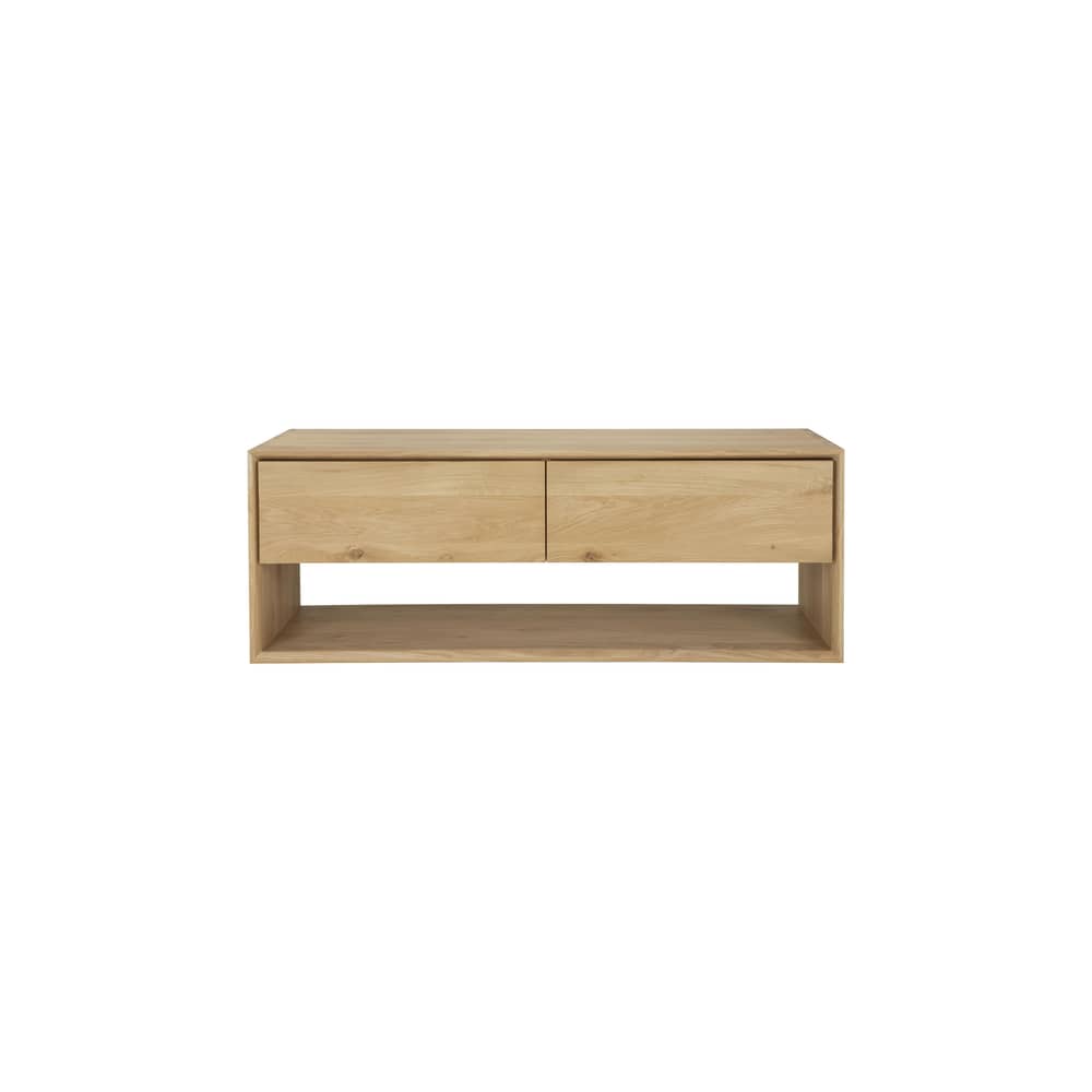 TV Möbel Nordic holz natur / L 120 x T 46 x H 45 cm - 1 Schublade + 1 Klapptür - Ethnicraft - L 120 / Eiche - Geölte Massiveiche