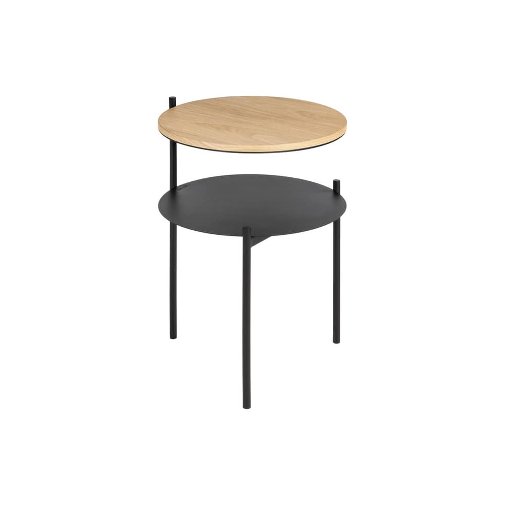 Comodino Tu legno naturale / Ø 40 x H 52,5 cm - NOO.MA - Rovere - Acciaio, Impiallacciatura di rovere