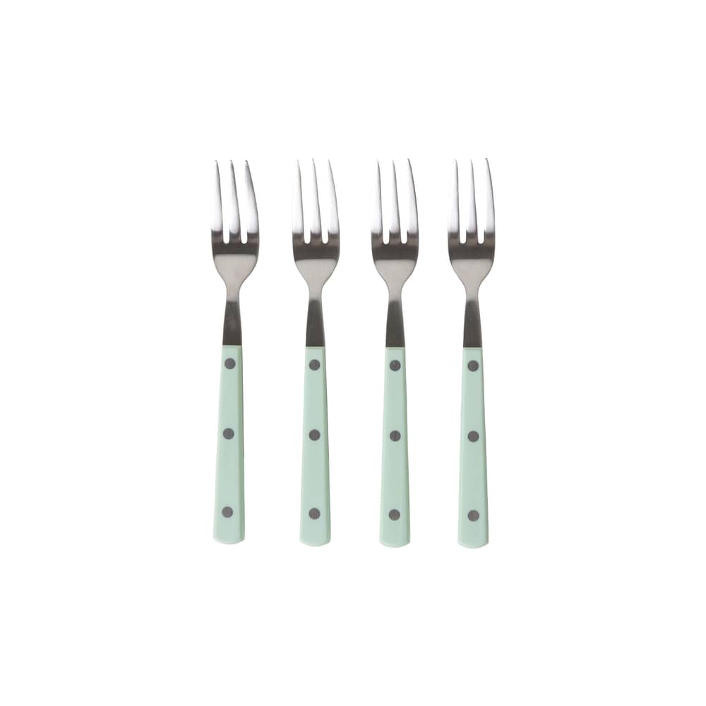 Fourchette à dessert 70s plastique vert / Set de 4 - L 14 cm - HK LIVING - Menthe - Acier inoxydable, Acrylique