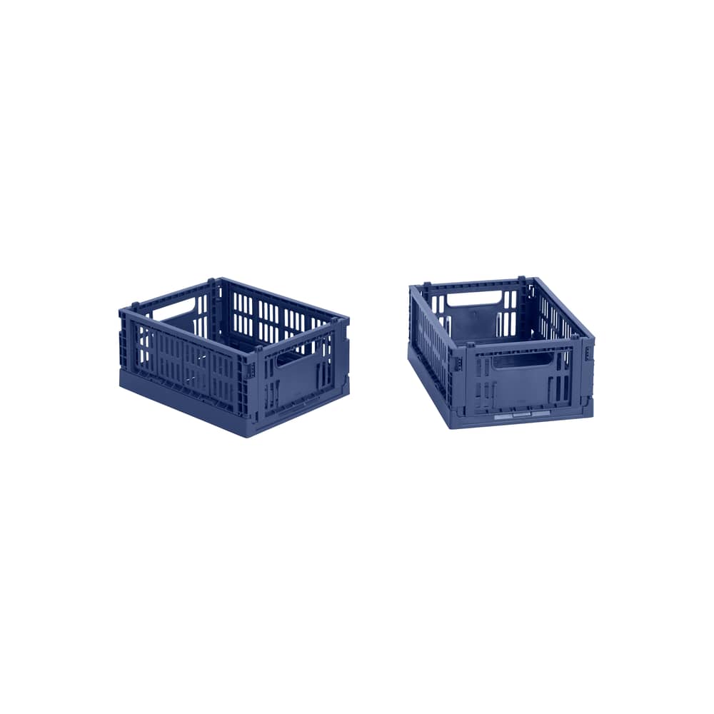 Lot de 2 paniers Colour Crate MINI plastique bleu / 17 x 13 cm - Recyclé - Hay - Bleu foncé - Polypropylène recyclé