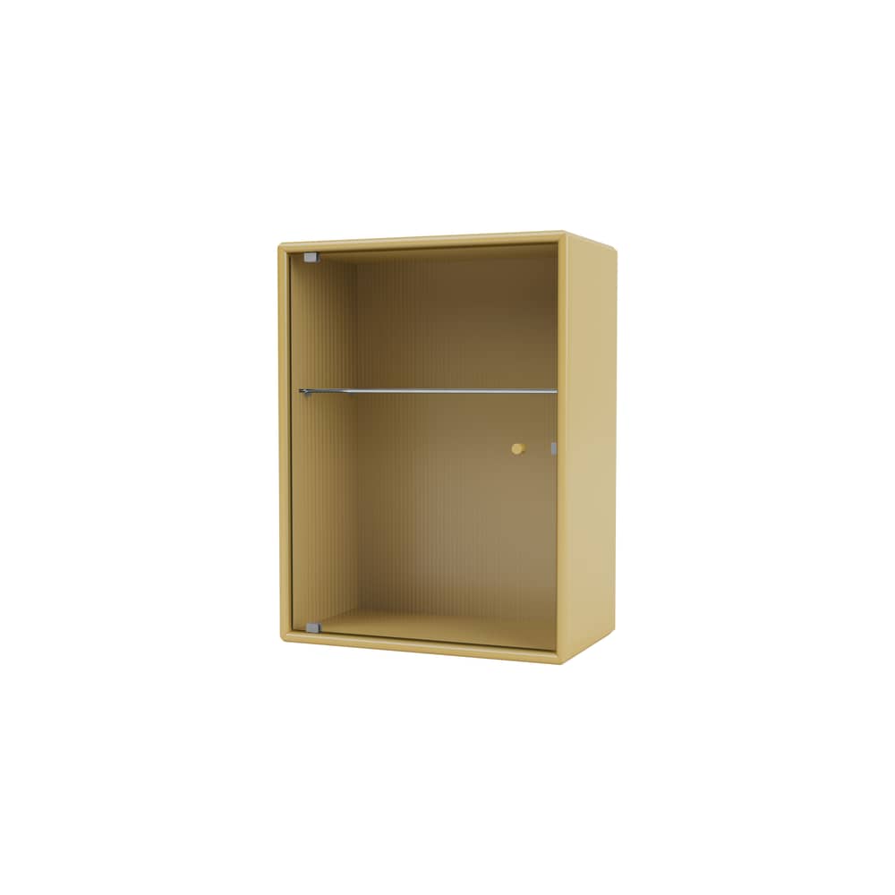 Armadio pensile da bagno Ripple legno giallo / L 35,4 x P 20 x H 46,8 cm - Vetro ondulato - MONTANA - Cumino 157 - MDF laccato, Vetro ondulato