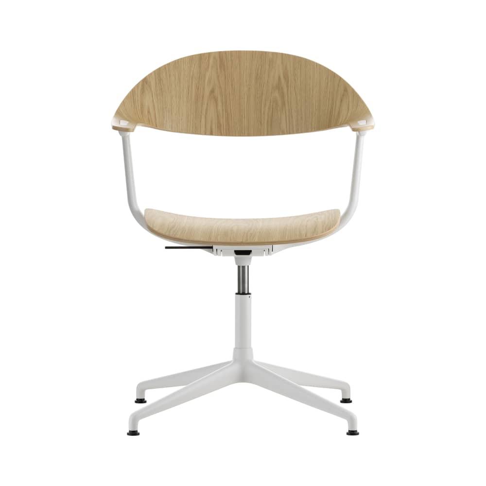 Mynt Swivel armchair natural wood / Oak - Vitra - Oak / White Base, legs - Aluminium, Plywood