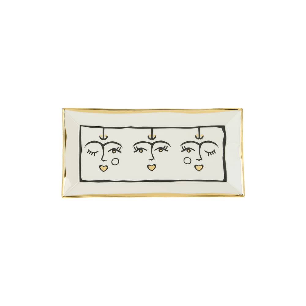 Plateau Marseilles céramique / Vide-poche - 20 x 10 cm - Jonathan Adler - Plateau Marseilles céramique / Vide-poche - 20 x 10 cm - Or véritable, Porcelaine
