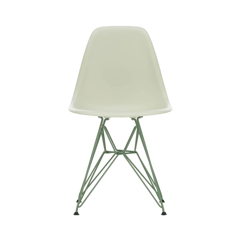 RE DSR Colours - Eames Plastic Side Chair Chair plastic material grey / (1950) - Coloured legs / Recycled - Vitra - Pebble grey / Moss green legs - Lacquered steel, Post-consumer recycled plastic