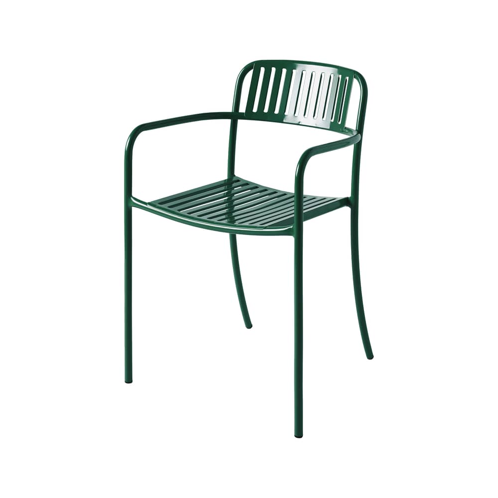 Fauteuil empilable Patio Lames métal vert / Lattes - Tolix - Vert Mousse - Acier inoxydable