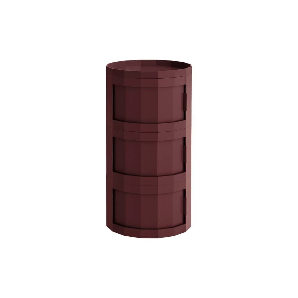Rangement Facet High / H 66 cm - 3 portes / Avec roulettes - Hay - Bordeaux - ABS recyclé