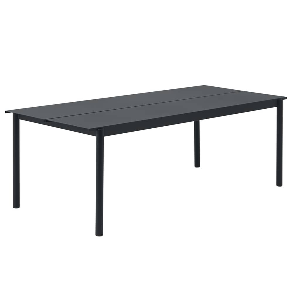 Linear Rectangular table metal black / Steel - 220 x 90 cm - Muuto - Black - Powder-coated steel
