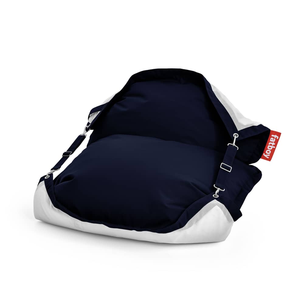 Schwimmendes Outdoor-Sitzkissen Original Floatzac textil blau / Verstellbare Gurte - Fatboy - Dunkel-ozeanblau -  Micro-billes EPS, Olefin Stoff, PVC
