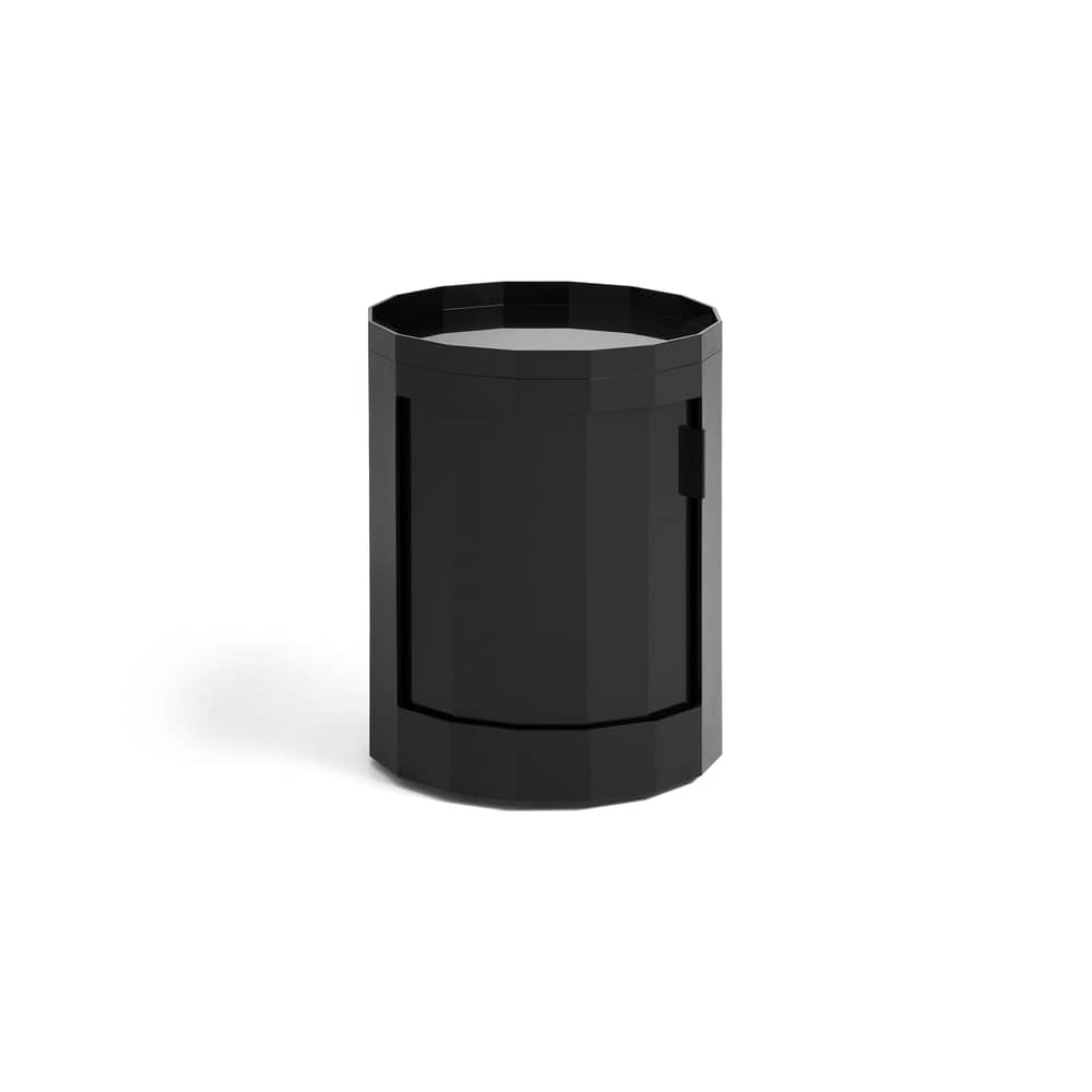 Facet Low Storage plastic material black / H 49 cm - 1 Door / With Casters - Hay - Anthracite - Recycled ABS