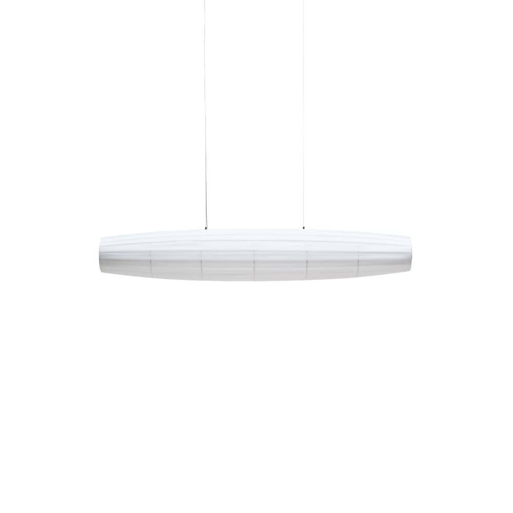 Suspension Colonne Horizontal / LED - L 130 cm - Dix Heures Dix - L 130 cm / Blanc - Aluminium, Tissu acrylique plissé