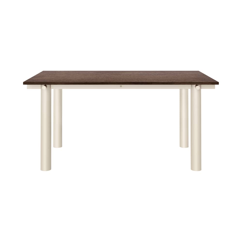 Table rectangulaire Atura bois marron / 160 x 90 cm - Ferm Living - Chêne marron foncé / Pieds beige - Acier thermolaqué, Placage de chêne teinté
