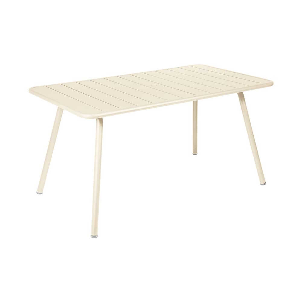 Table rectangulaire Luxembourg métal beige / 143 x 80 cm (6 personnes)  - Trou parasol - Fermob - Beige latte - Aluminium