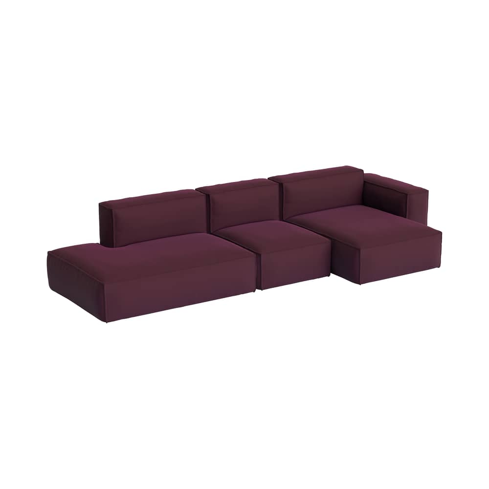 Canapé d\'angle Mags Soft Low Armrest n°4 bordaeux / 3 places -  L 331 cm/ Accoudoir droite - Hay - Accoudoir droite / Bordeaux (tissu Story 14) - Contreplaqué, Mousse polyuréthane HR, Tissu