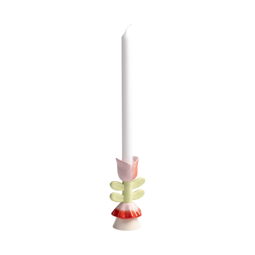 Blume Large Candle stick ceramic multicoloured / Hand-painted - & klevering - Large / H 15 cm - Sandstone