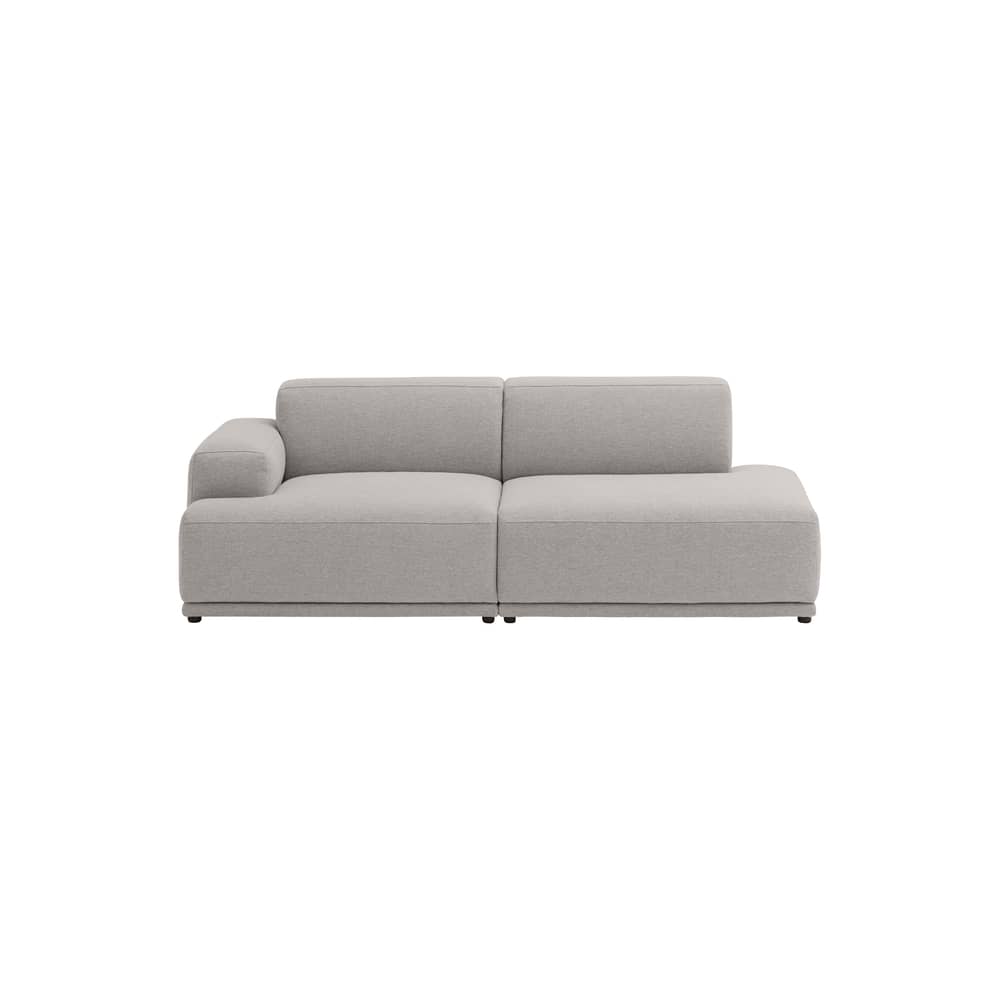 Canapé droit Connect Soft / Configuration 2 - Accoudoir gauche / L 207 cm - Muuto - Accoudoir gauche / Gris (Clay 12) -  Ouate, Espanso, Legno, Tessuto Kvadrat
