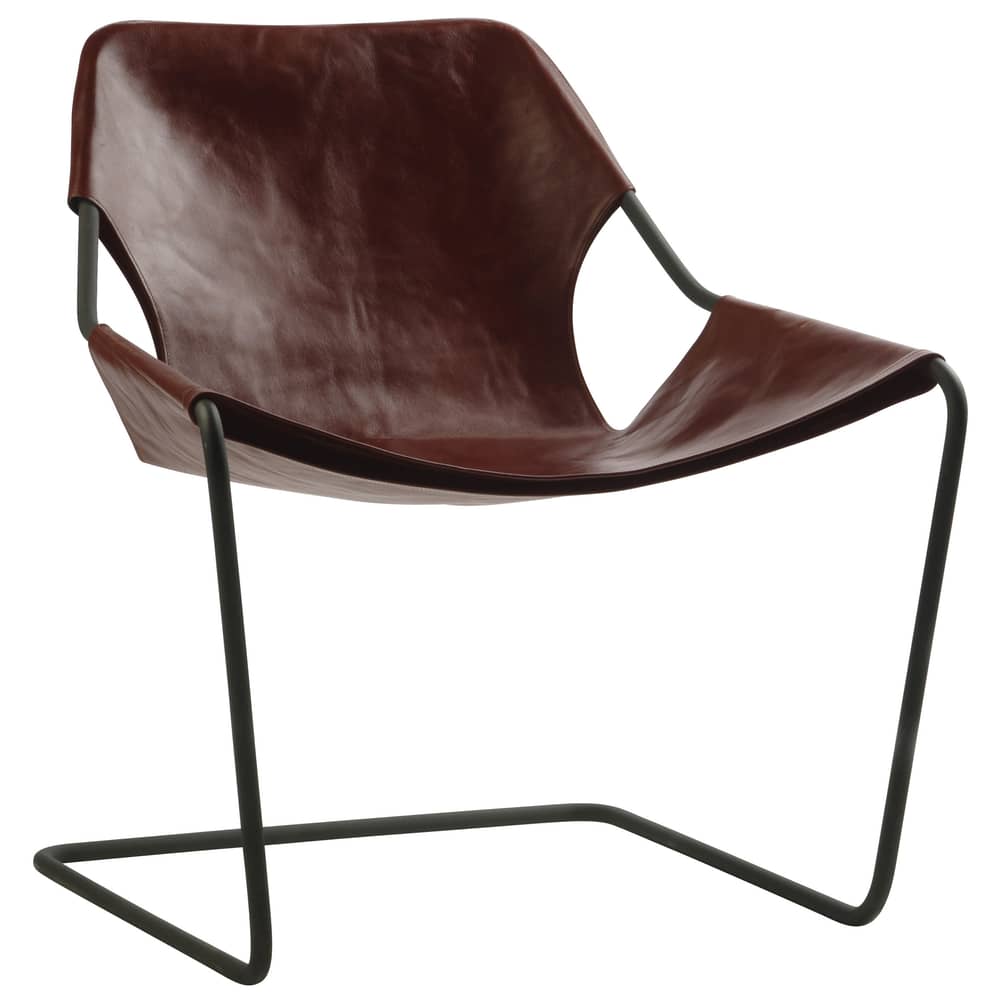 Fauteuil Paulistano cuir  /version carbone - Objekto - Cognac / Structure noire - Cuir