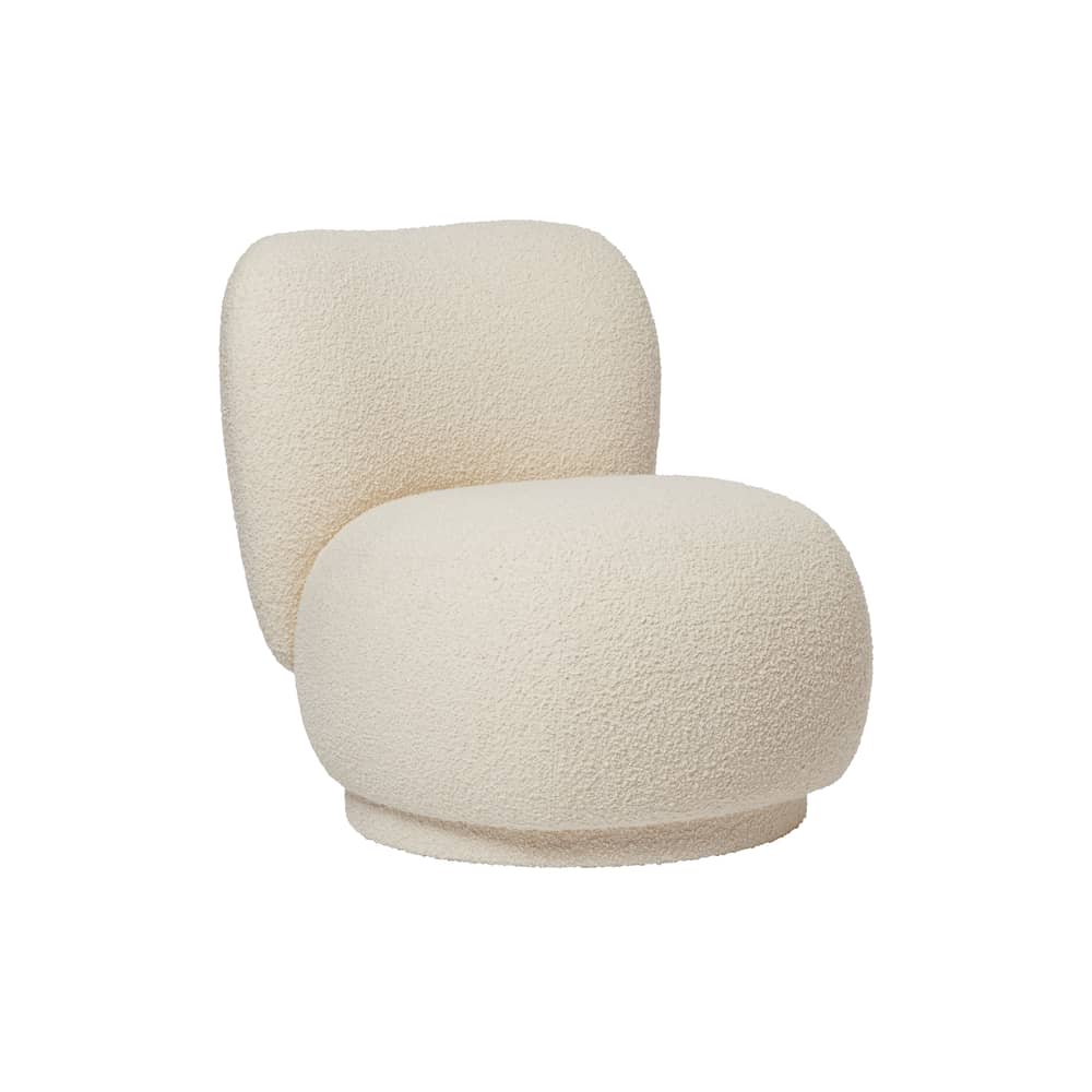 Chauffeuse Rico Piccolo / Tissu bouclé - Ferm Living - Blanc cassé (tissu bouclé) - Bois, Mousse, Tissu bouclé