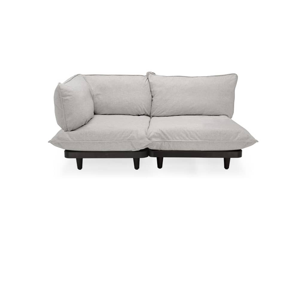 Canapé de jardin 2 places Paletti set / Accoudoir gauche - L 190 cm - Fatboy - Brouillard - Acier, Mousse polyester, Polyéthylène recyclé, Tissu oléfine