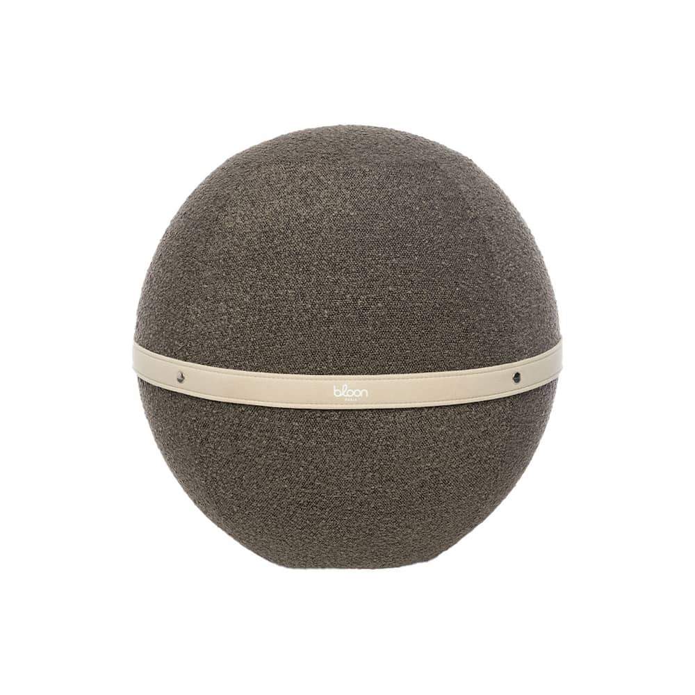 Pouf Bouclette Regular gris / Ergonomique - Ø 55 cm / Laine bouclette - BLOON PARIS - Galet - Laine bouclée, PVC