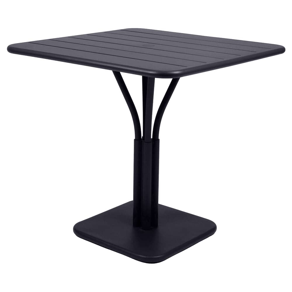 quadratischer Tisch Luxembourg metall grau / 80 x 80 cm - Fuß mittig - Fermob - Anthrazit - lackiertes Aluminium