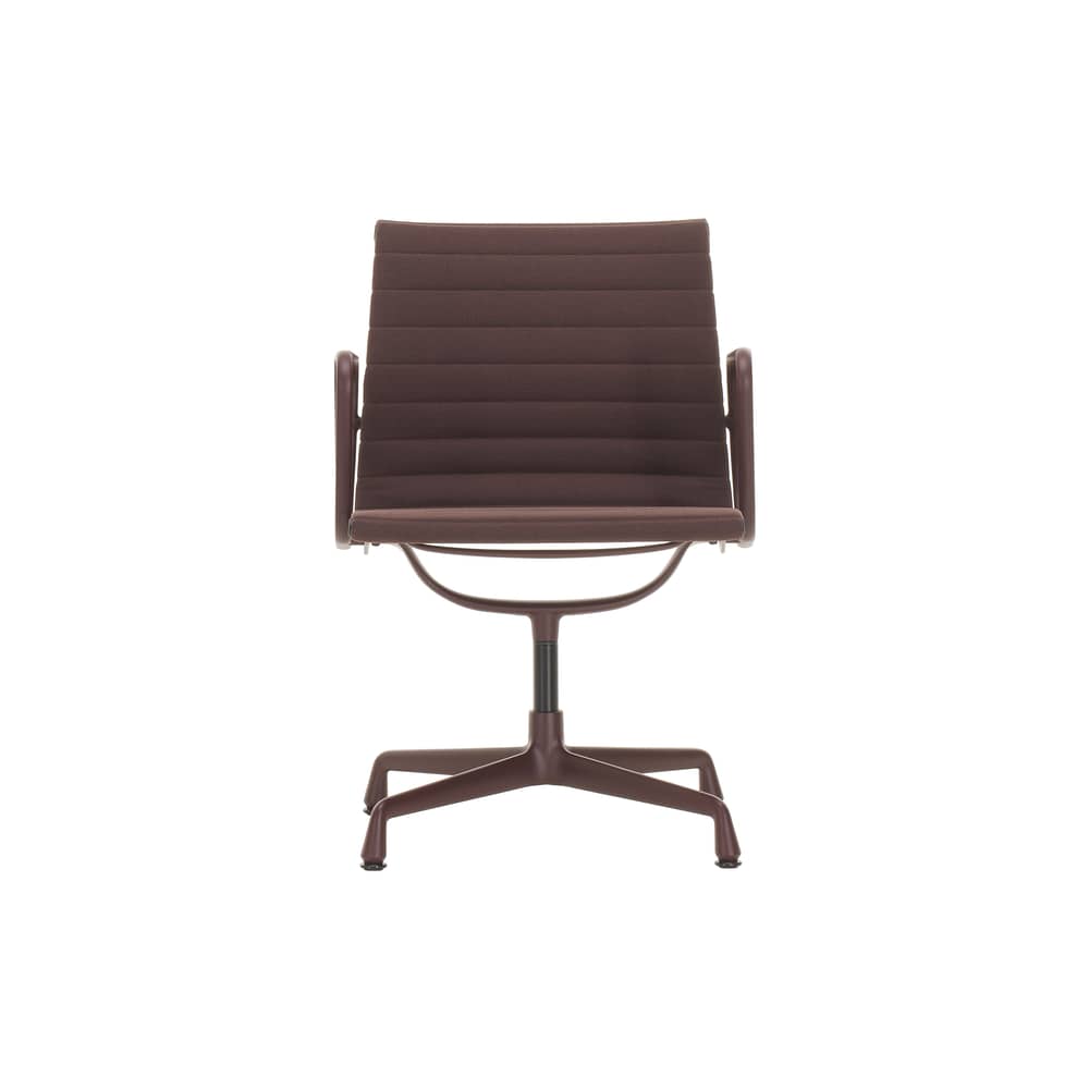 Aluminium Chair EA108 Swivel armchair textile brown / Eames (1958) - Vitra - Brown (Hopskak Fabric) / Dark burgundy Base, legs - die-cast aluminium, Fabric, Polyurethane foam