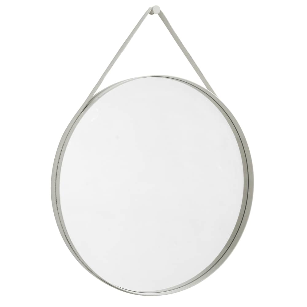 Strap n°2 Wall mirror metal grey / Ø 70 cm - Fabric strap - Hay - Light grey - Glass, Lacquered steel, Polyester fabric