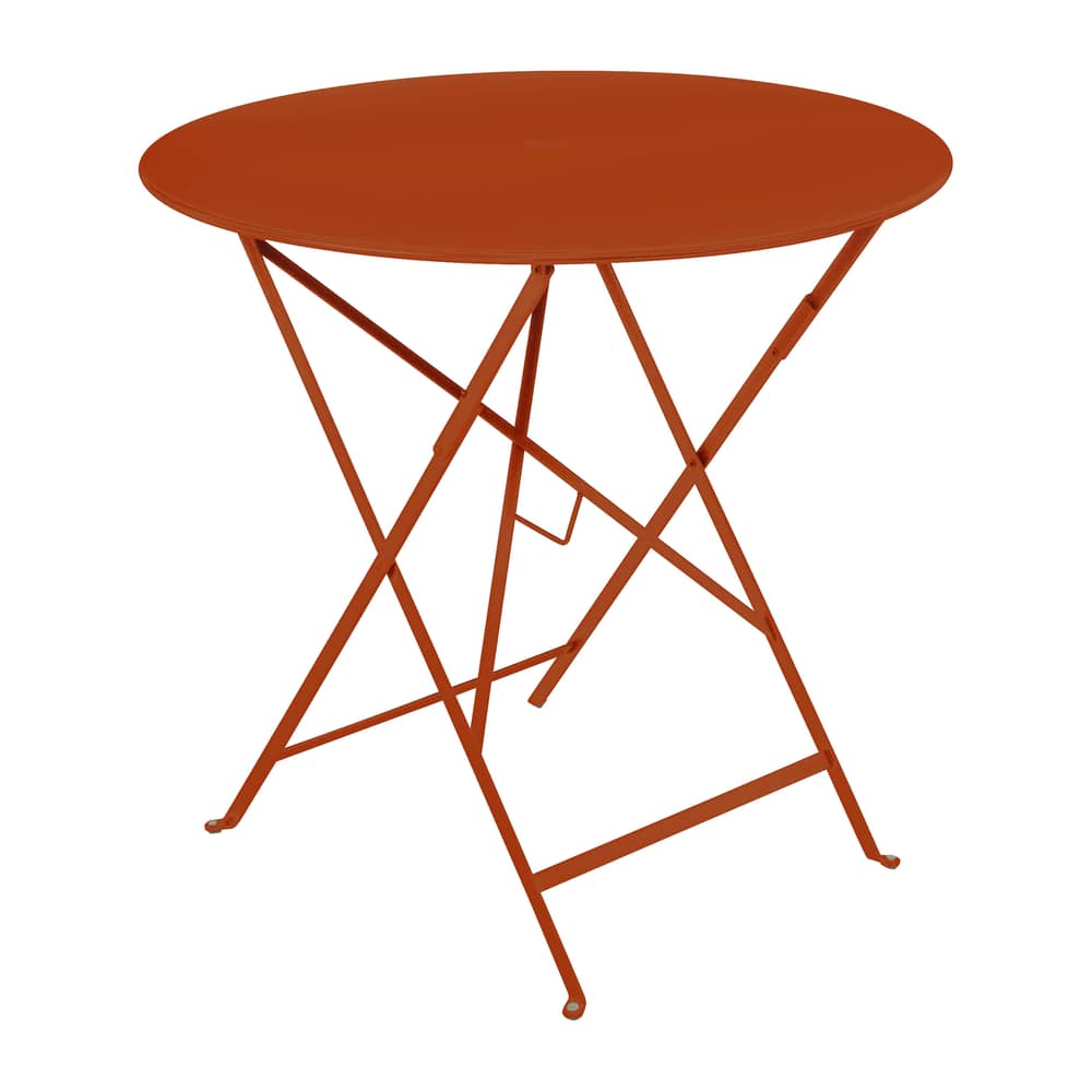 Klapptisch Bistro metall orange /Ø 77 cm - 3/4 Personen - Loch für Sonnenschirm - Fermob - Kandierte Orange - lackierter Stahl