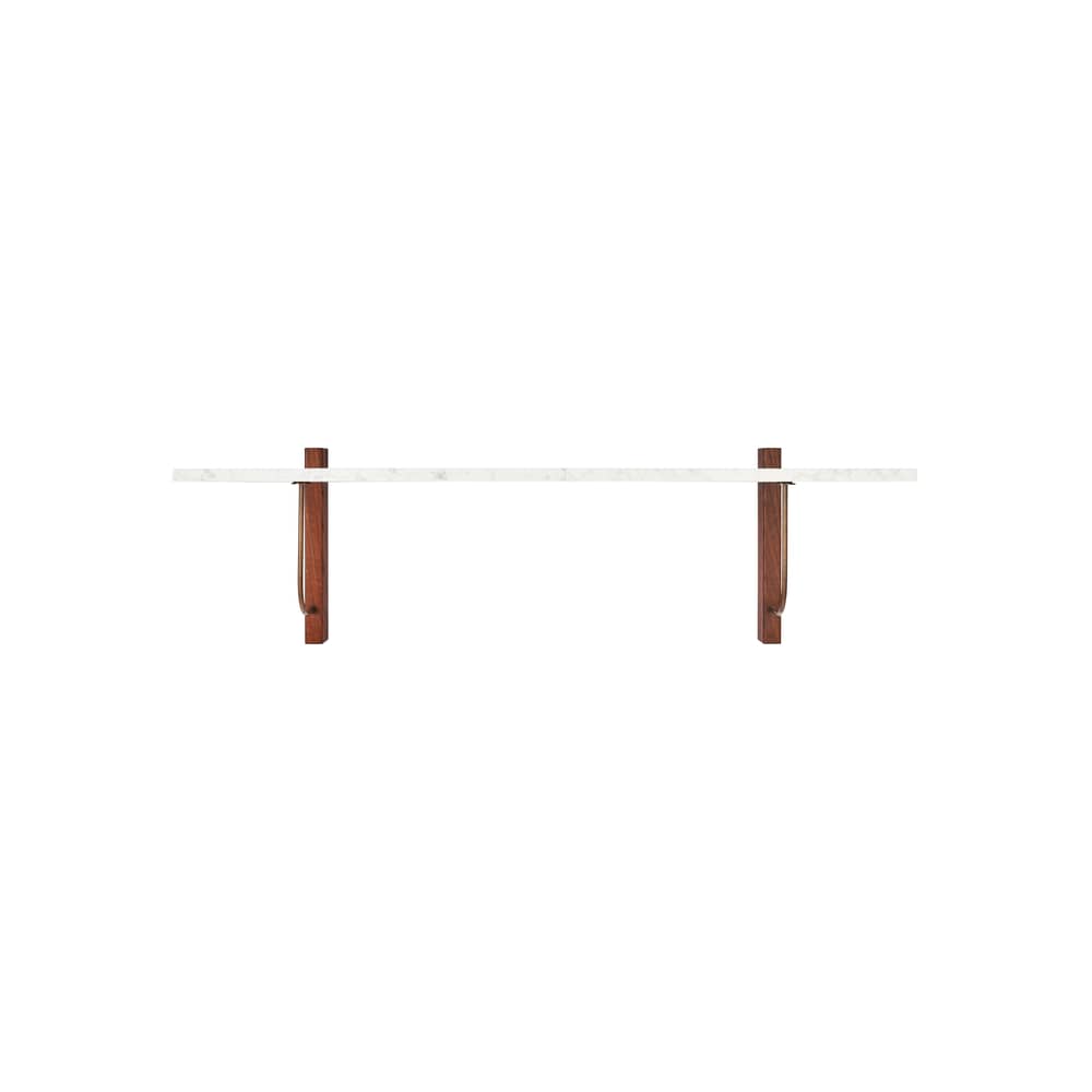 Scaffale Corbel pietra bianco / L 100 cm - Audo Copenhagen - Marmo bianco - Acciaio, Marmo di Carrara, MDF impiallacciato rovere tinto scuro