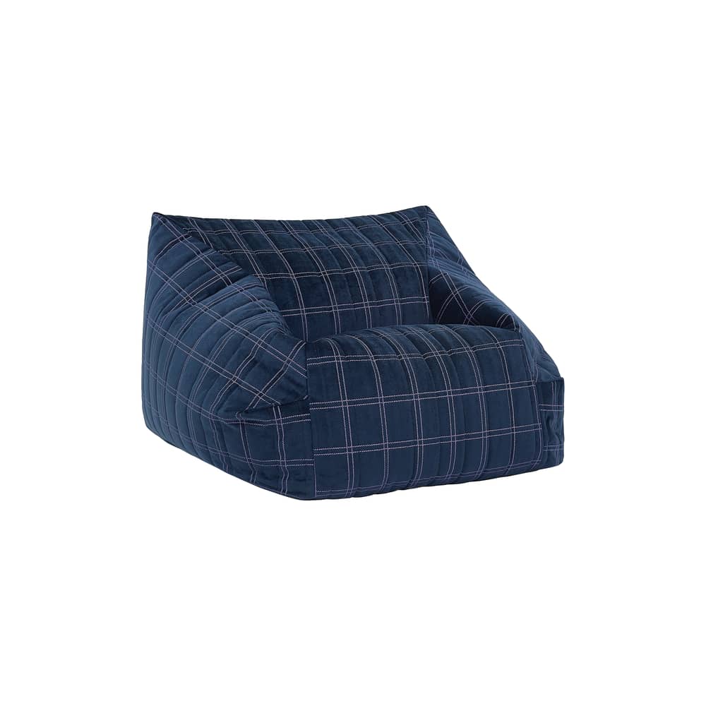 Kindersessel Chelsea textil blau / Sitzkissen - Eco-velours - NOBODINOZ - Nachtblau & Violett / Großes Grillgitter - Expandiertes Polystyrol, Öko-Samt