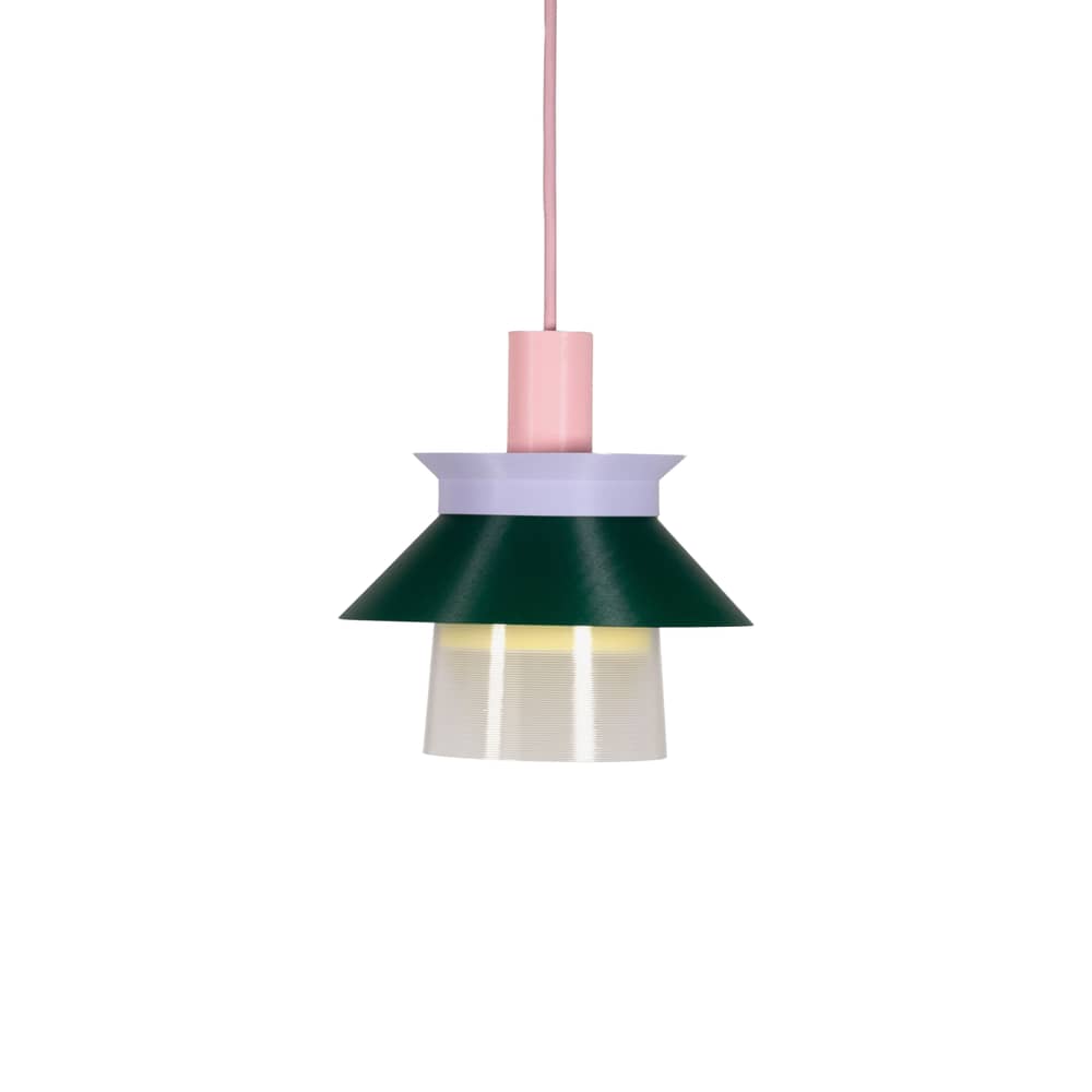 Romi Pendant plastic material multicoloured / Ø 20 x H 22 cm - Recycled plastic / Made in France - Warren & Laetitia - Forest green / Lilac / Pastel yellow / Pink - Bioplastic, Recycled plastic
