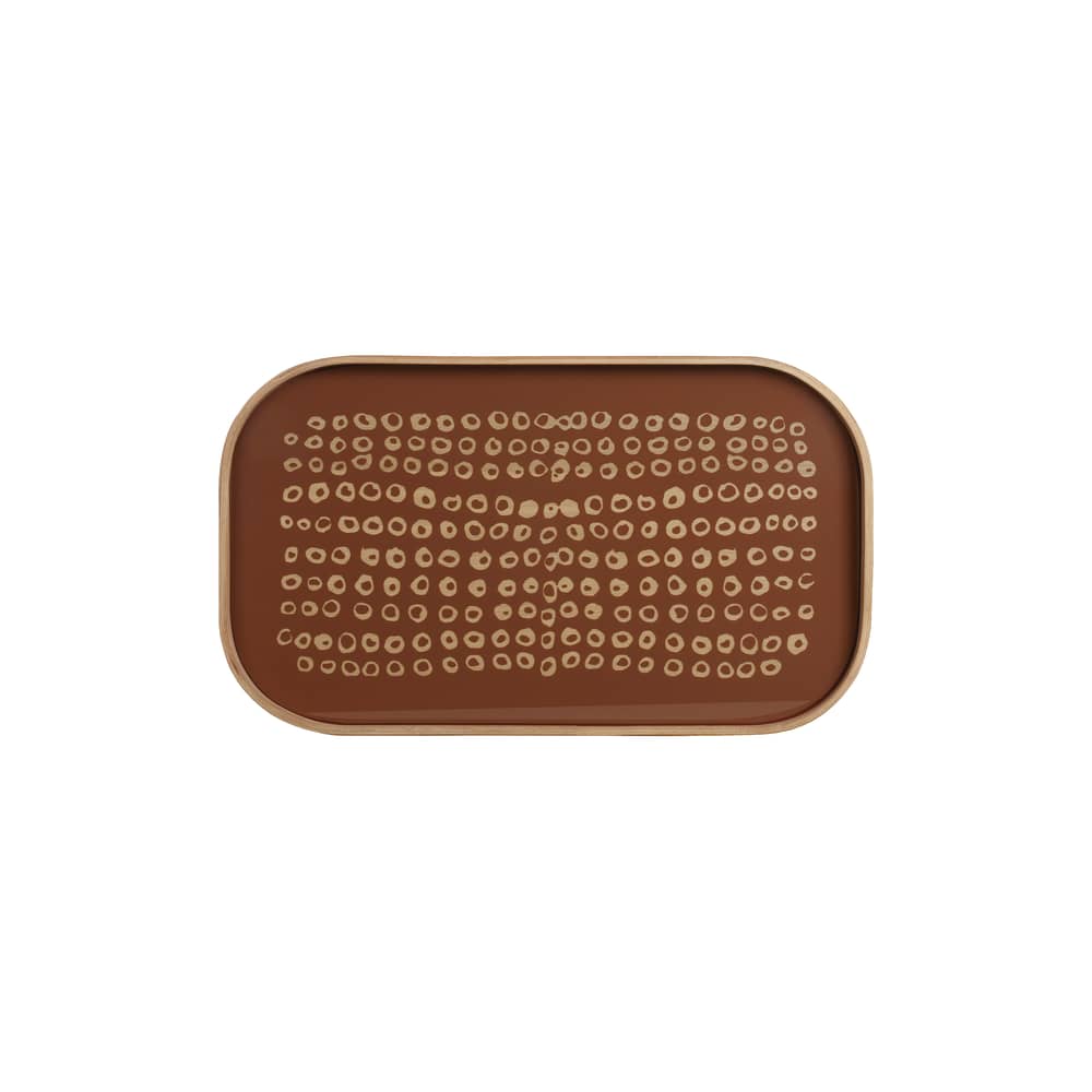 Plateau Second Nature / 53 x 31 cm - Ethnicraft - Second nature / Auburn & chêne - Placage de chêne, Verre sérigraphié
