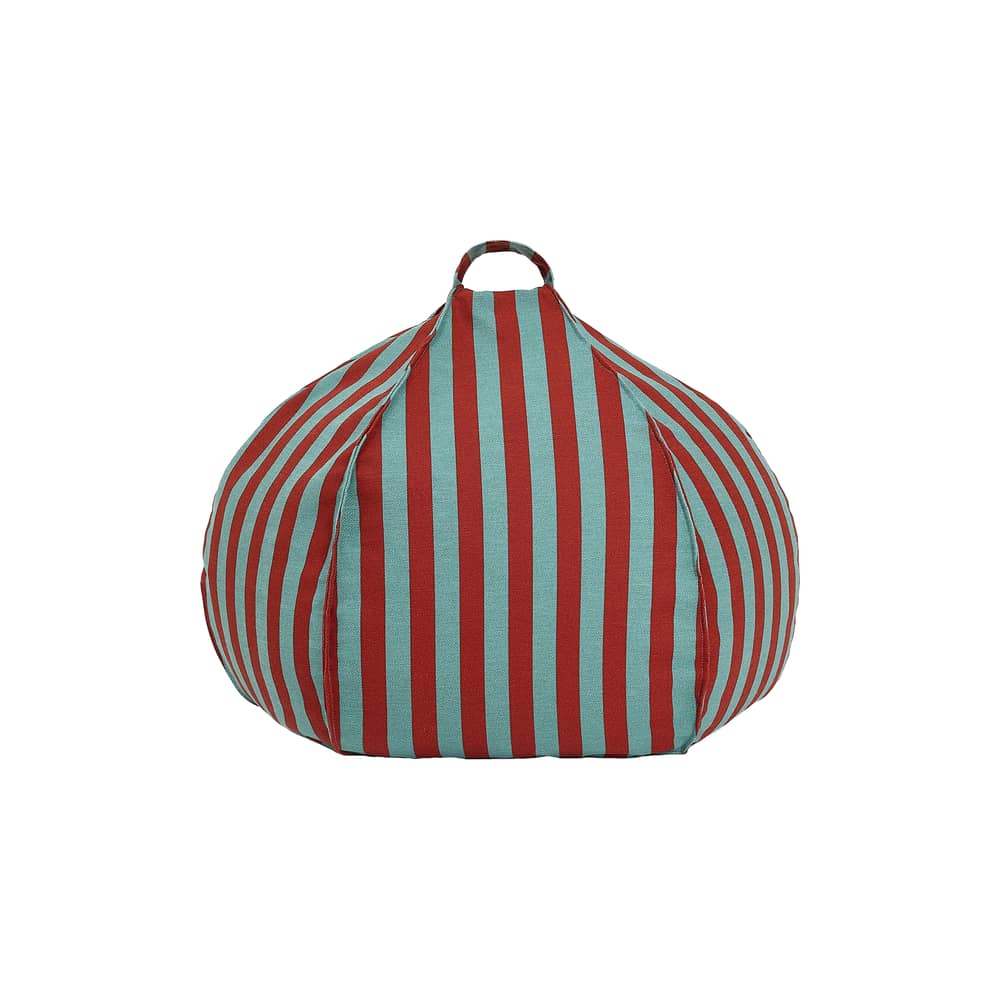 Sitzkissen für Kinder Vibes textil rot / Ø 70 cm - NOBODINOZ - Rot & Grün / Gestreift - Expandiertes Polystyrol, Organische Baumwolle
