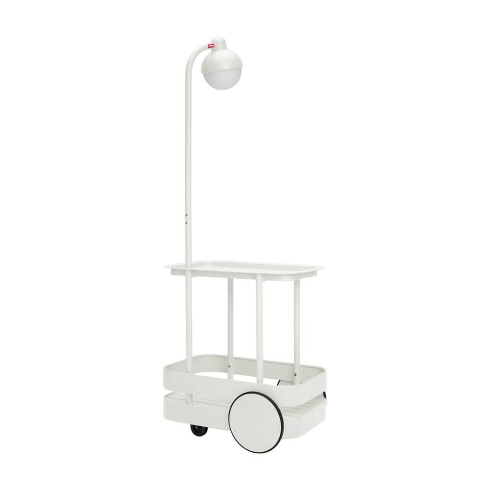 Ablage Jolly Trolley metall grau Metall grau / Schnurloslampe Ladefunktion über USB - 78 x 55 x H 200 cm - Fatboy - Hellgrau - Polyäthylen, Thermolackiertes Aluminium
