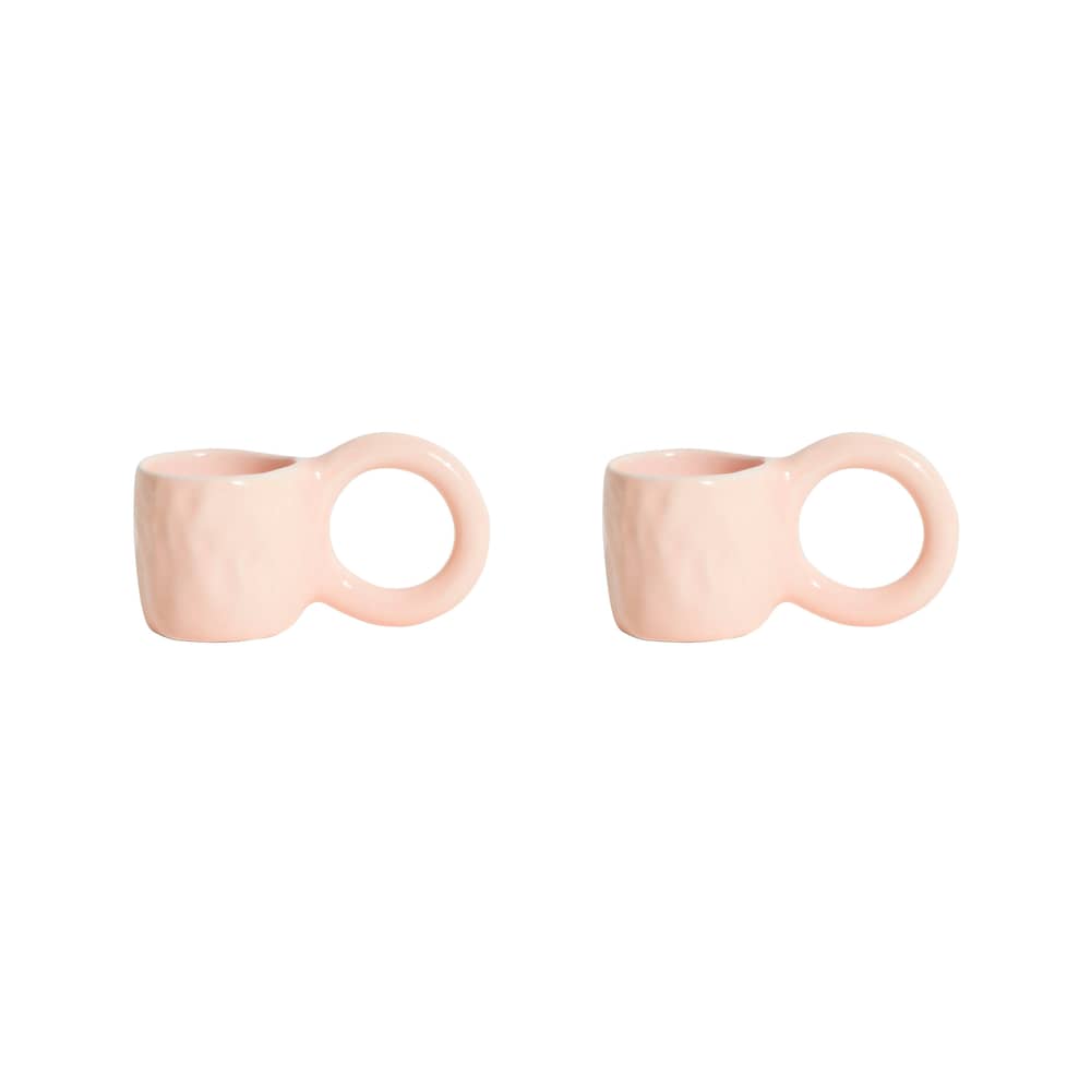 Espressotasse Donut Small keramik rosa / Ø 6 x H 5,5 cm - 2er-Set - Petite Friture - Bubble Gum - emaillierte Fayence